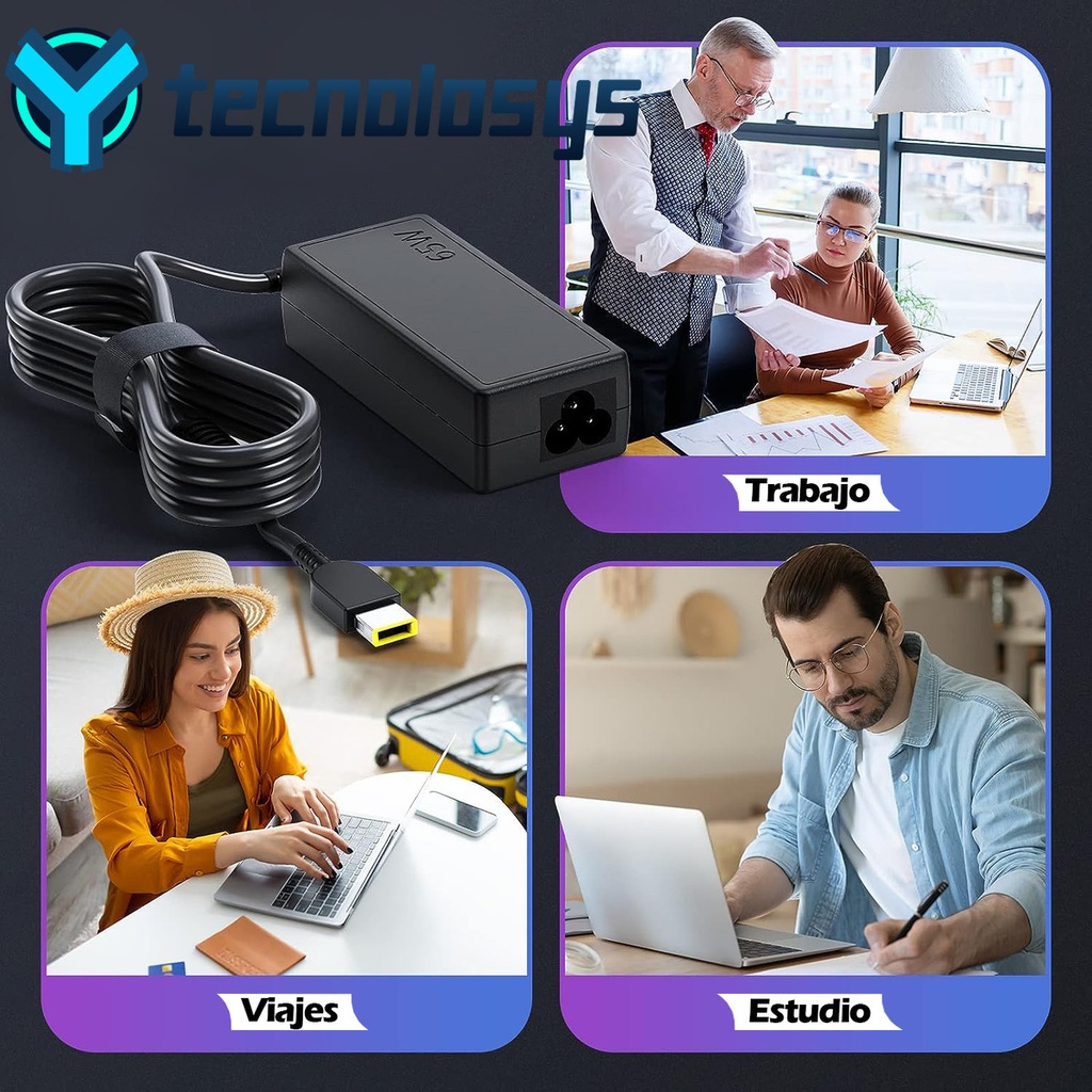 CARGADOR PORTATIL LENOVO 20V 3.25 AMP USB HOMOLOGADO