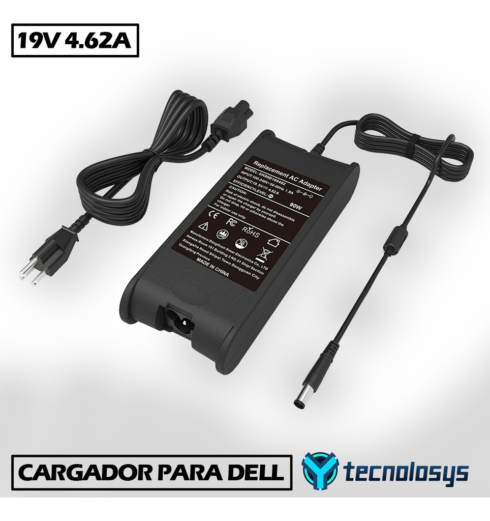 CARGADOR PORTATIL DELL 19.5V  4.62 AMP AGUJA  7.4*5.0MM HOMOLOGADO