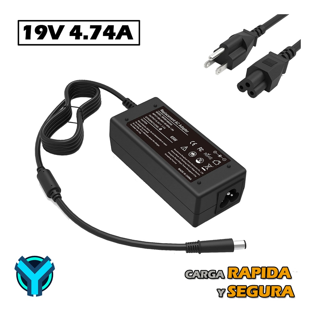 CARGADOR PORTATIL HP 19V 4.74 AMP AGUJA 7.4*5.0MM HOMOLOGADO