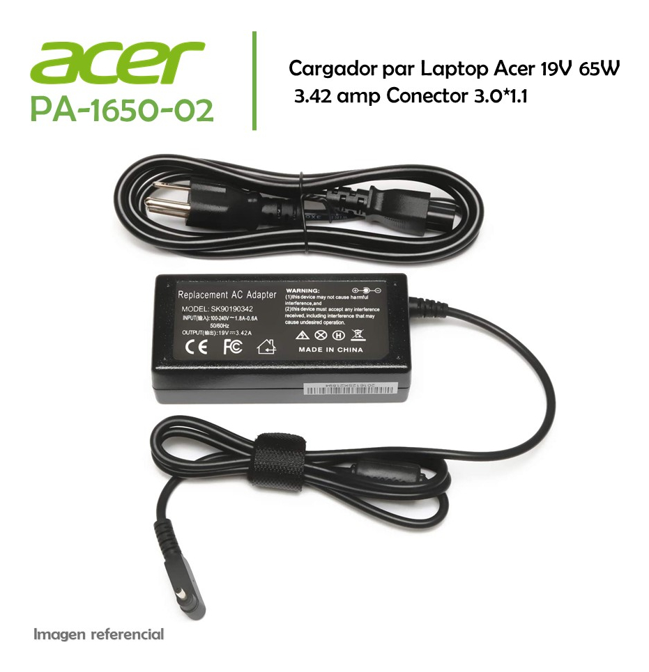 Cargador Para Acer Aspire 3 A315 Series 19v 3.42a 3.0*1.1mm