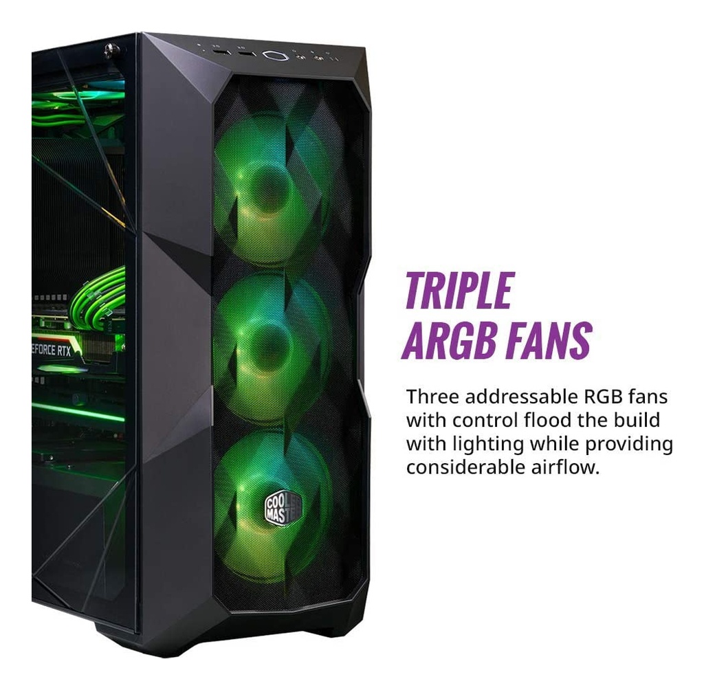 Chasis Cooler Master Masterbox TD500 mehs Negra 3 ARGB Fan