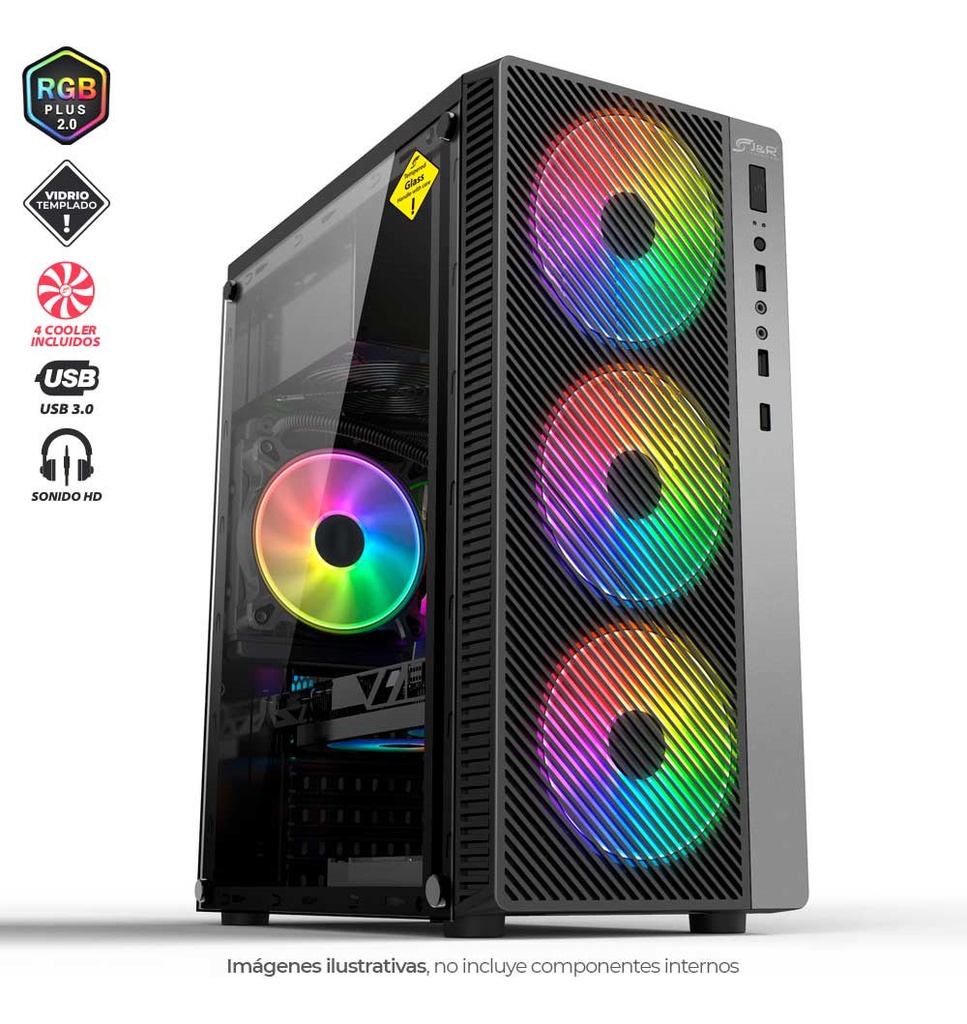 CHASIS JYR GAMER HONOR JX100 4 FAN RGB VIDRIO