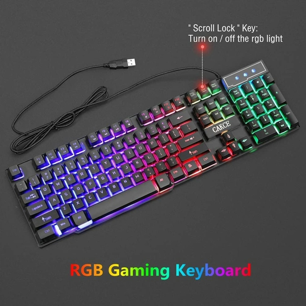 Combo Teclado Mouse + Pad Cakce Retroiluminación LED cable USB