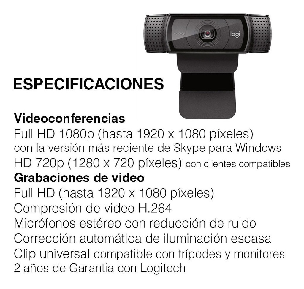 CAMARA WEB LOGITECH C920S PRO FULL HD 1080P