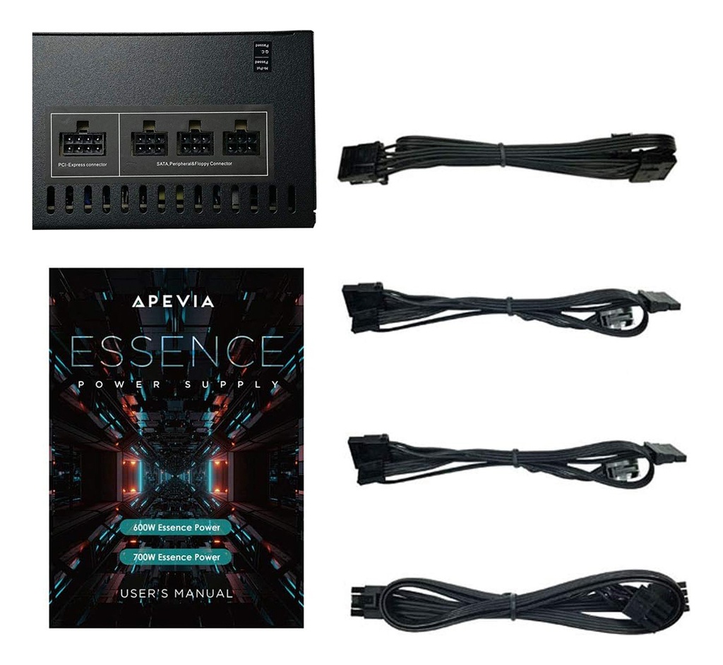 FUENTE PODER 600W ATX Apevia ATX-ES600W Essence Semi-Modular