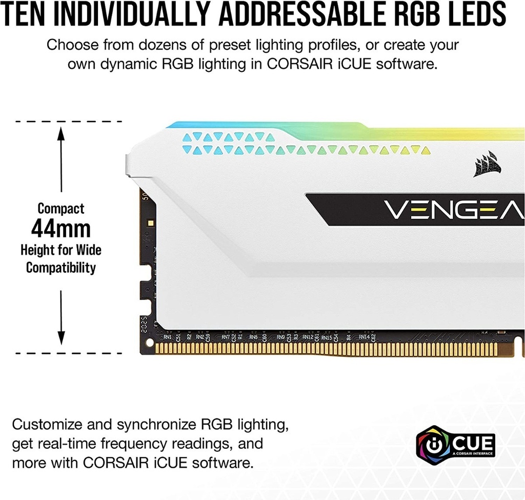 KIT RAM PC DDR4 16GB (2X8GB) 3200MHZ CORSAIR VENGEANCE RGB PRO SL BLANCO