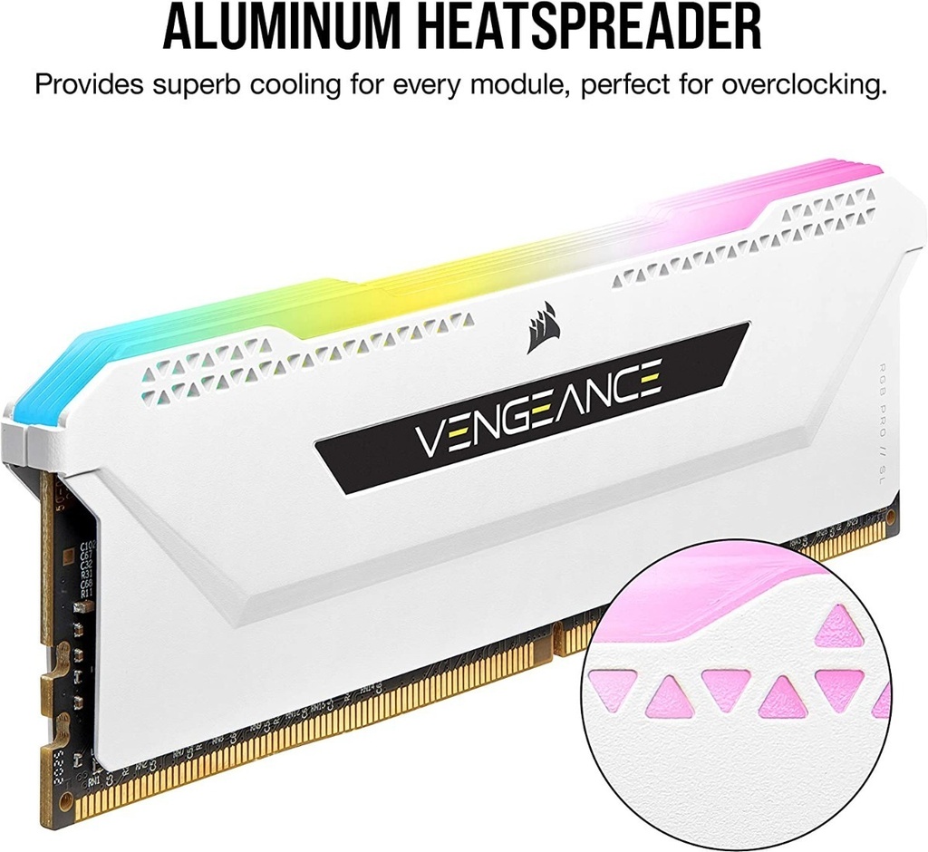 KIT RAM PC DDR4 16GB (2X8GB) 3200MHZ CORSAIR VENGEANCE RGB PRO SL BLANCO