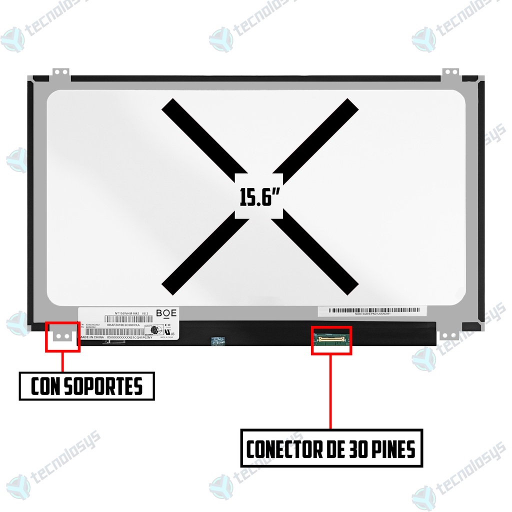 PANTALLA PORTATIL LED ULTRA SLIM 15.6 PUL 30 PINES HD CON SOPORTES
