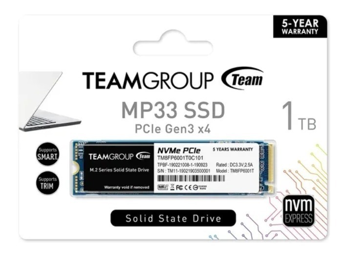 SSD M.2 NVME TEAM GROUP 1TB MODELO: TM8FP6001T0C101