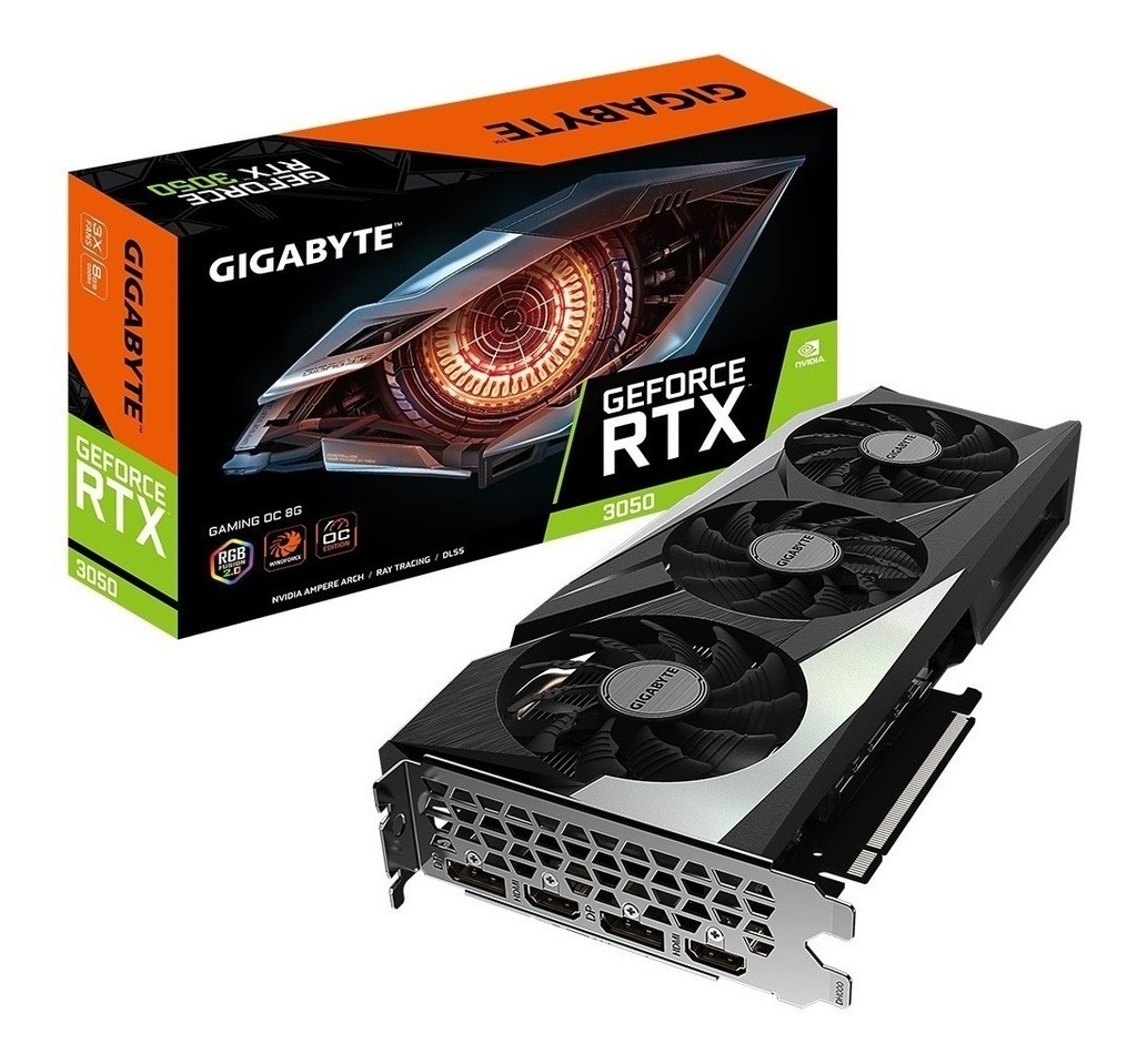 TARJETA VIDEO NVIDIA RTX 3050 8GB GDDR6 3 FAN GIGABYTE