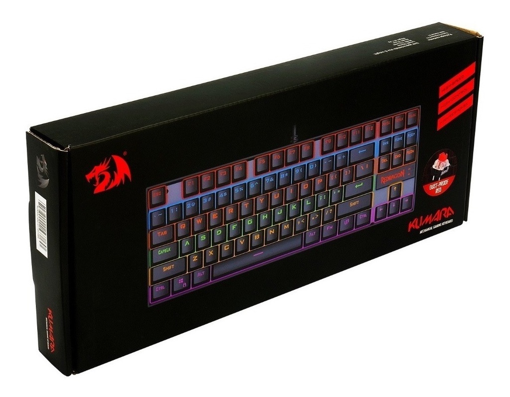 Teclado gamer Redragon Kumara K552 inglés US RAINBOW Red Switches
