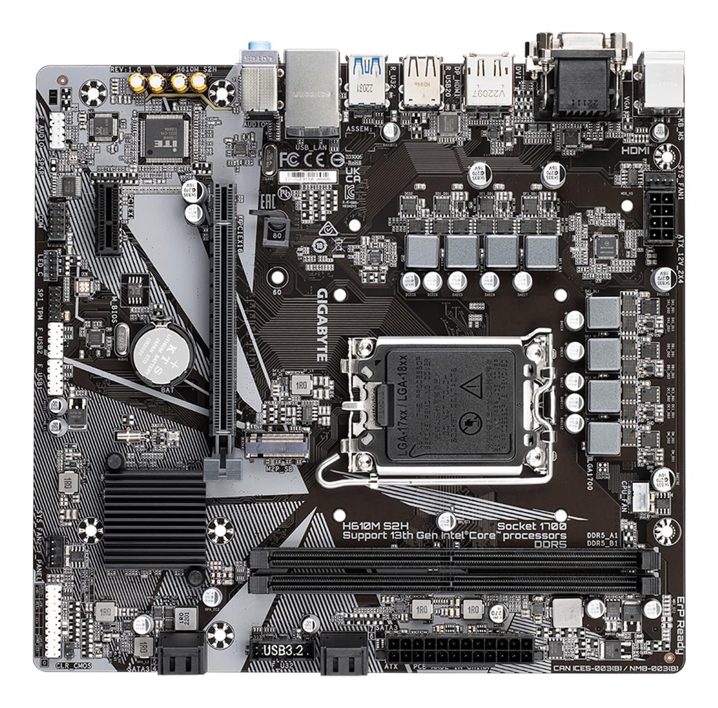 Board Gigabyte H610M S2H LGA1700 DDR5 Intel 12th