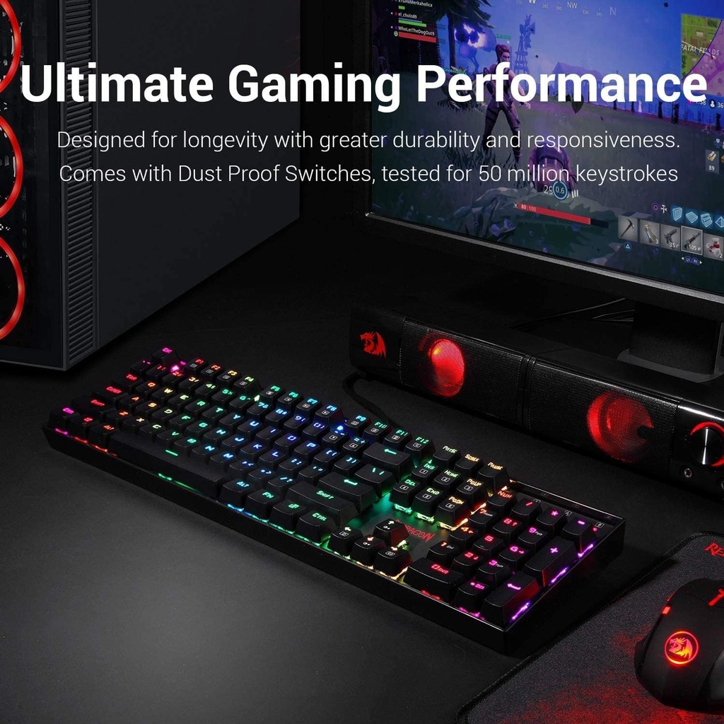 Teclado Redragon K551 mecánico RGB LED retroiluminado Swichet azules Gaming PC