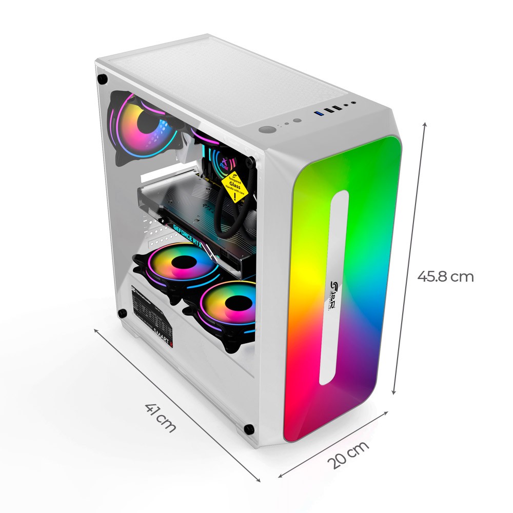 CHASIS JYR JX118 GAMER BLANCO ZERO PRO 3 COOLERS ARGB