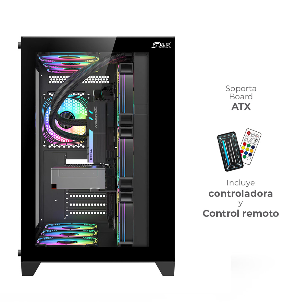 CHASIS GAMER DARNESS JX126 NEGRO / 6 COOLERS ARGB
