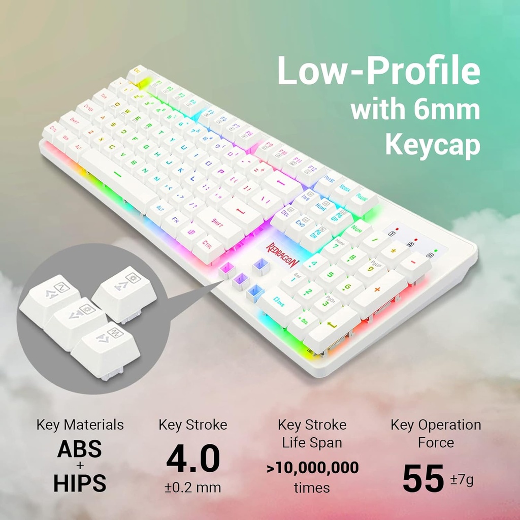 Redragon K509 Pro Teclado inalámbrico para juegos, 2.4G y teclado Bluetooth, retroiluminado RGB con 104 teclas
