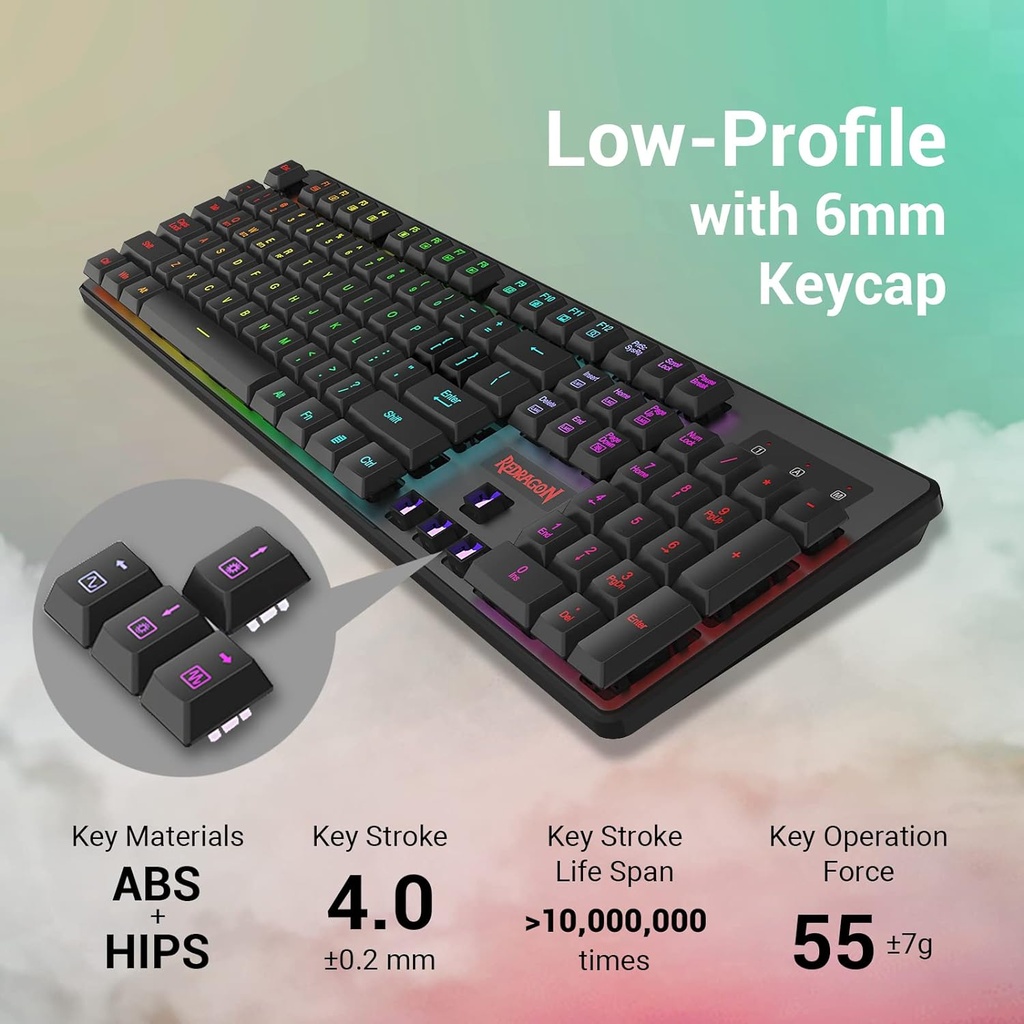 Redragon K509 Pro Teclado inalámbrico para juegos, 2.4G y teclado Bluetooth, retroiluminado RGB con 104 teclas