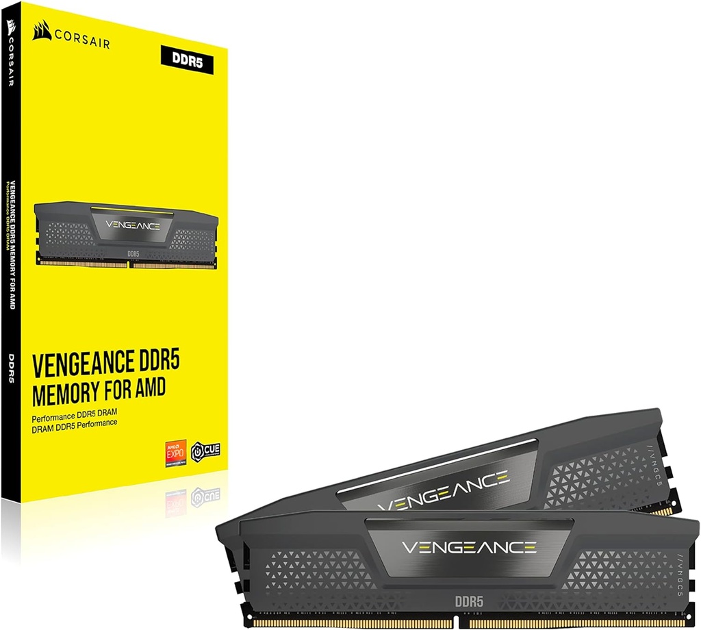 CORSAIR VENGEANCE DDR5 RAM 32 GB (2 x 16 GB) 6000 MHz CL36 AMD EXPO CMK32GX5M2E6000Z36iCUE