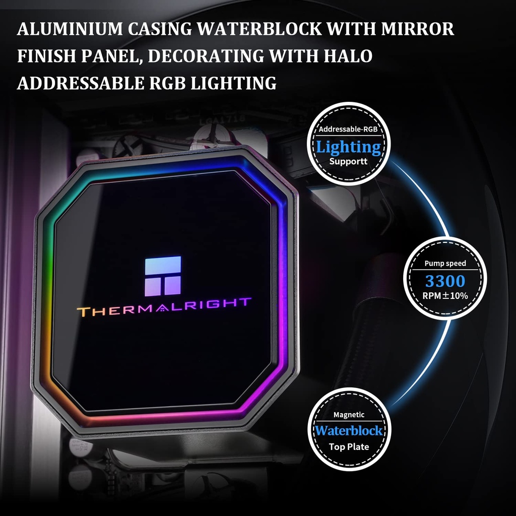 Thermalright Frozen Prism 240 Black ARGB Enfriador  para CPU con ventilador ARGB de 4.724 in LGA1700/1150/1151/1200/2011