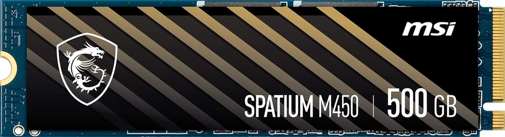 MSI SPATIUM M450 PCIe 4.0 NVMe M.2 500GB Internal Gaming SSD up to 3600MB/s 3D NAND Up to 600 TBW