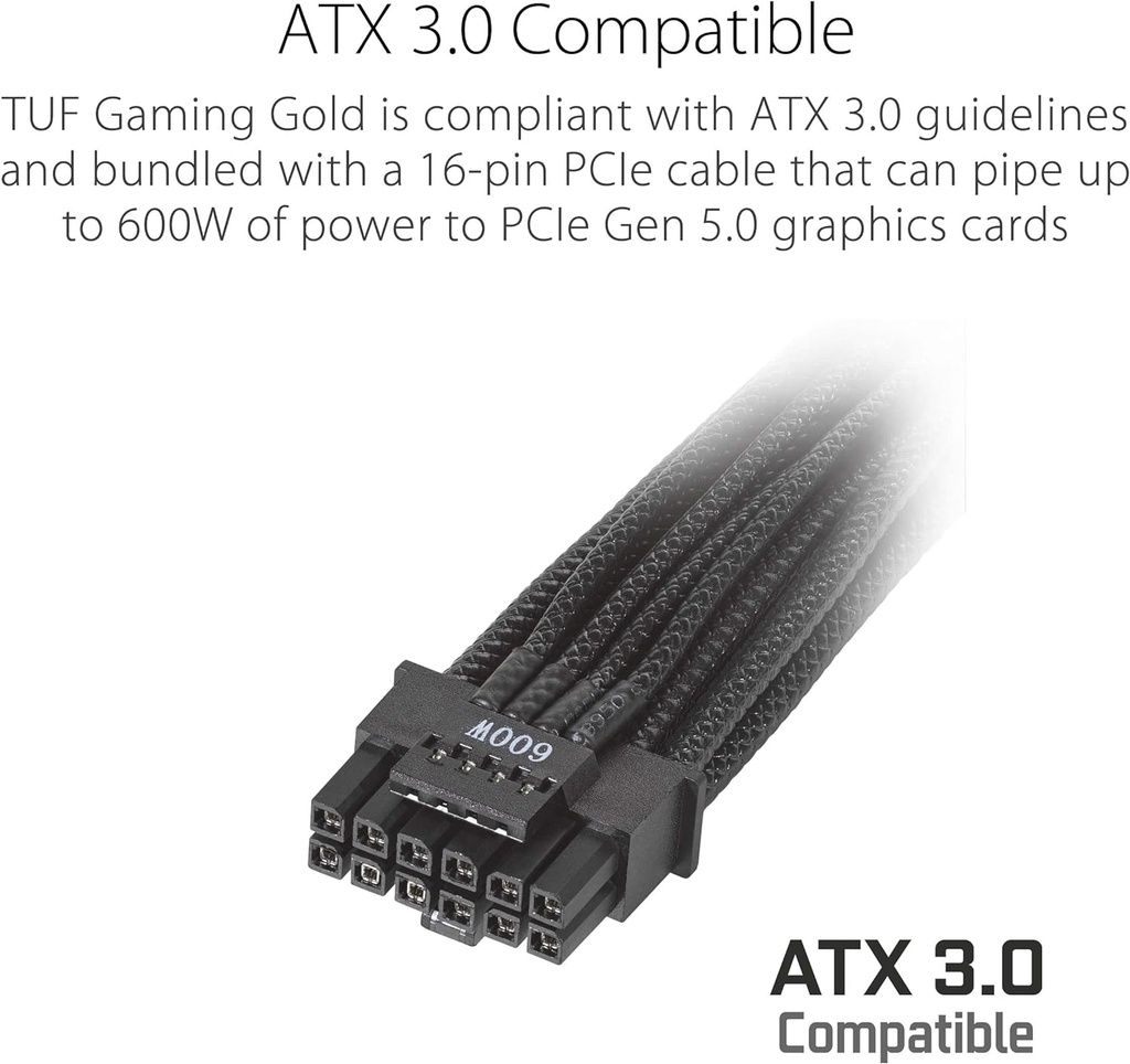 ASUS TUF Gaming 1000W Gold (1000 W, fuente de alimentación totalmente modular compatible con ATX 3.0, certificado Gold 80+)