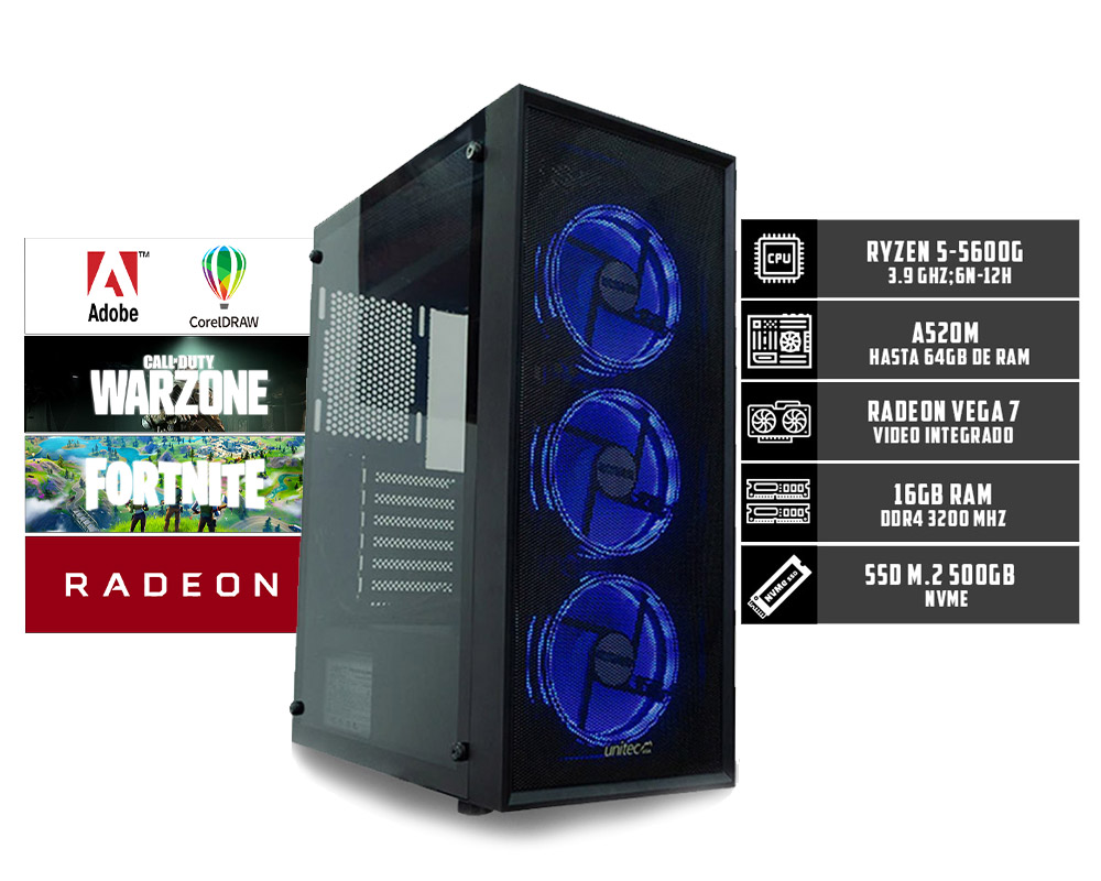 CPU APOLO RYZEN 5-5600G 500GB M.2 16GB RAM