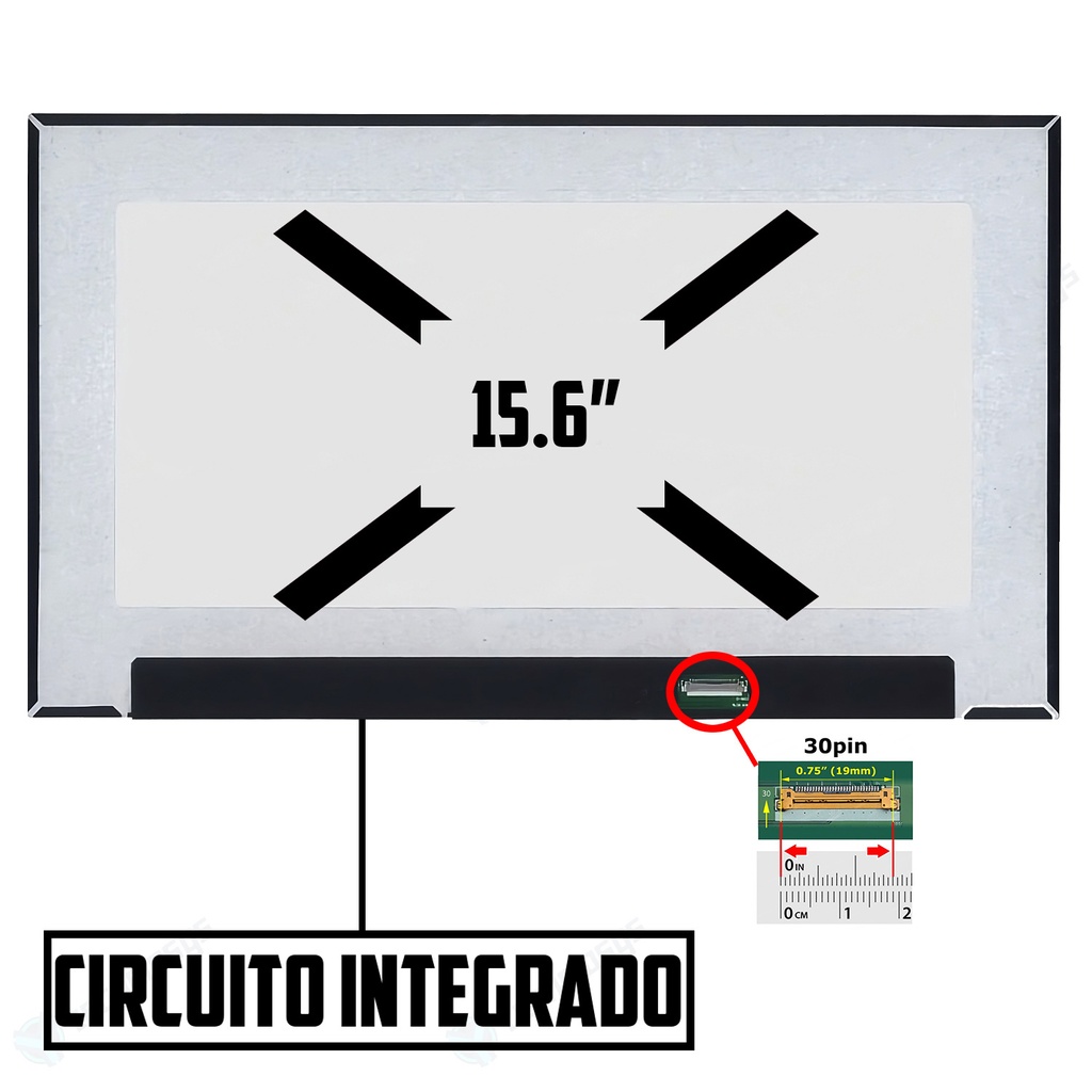 PANTALLA PORTATIL LED ULTRA SLIM 15.6 PUL 30 PINES NANO EDGE HD SIN CIRCUITO SIN SOPORTES MODELO: NV156FHM-N4T