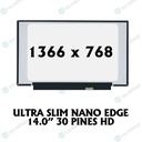 PANTALLA PORTATIL LED ULTRA SLIM 14.0 PUL 30 PINES NANO EDGE HD SIN SOPORTES