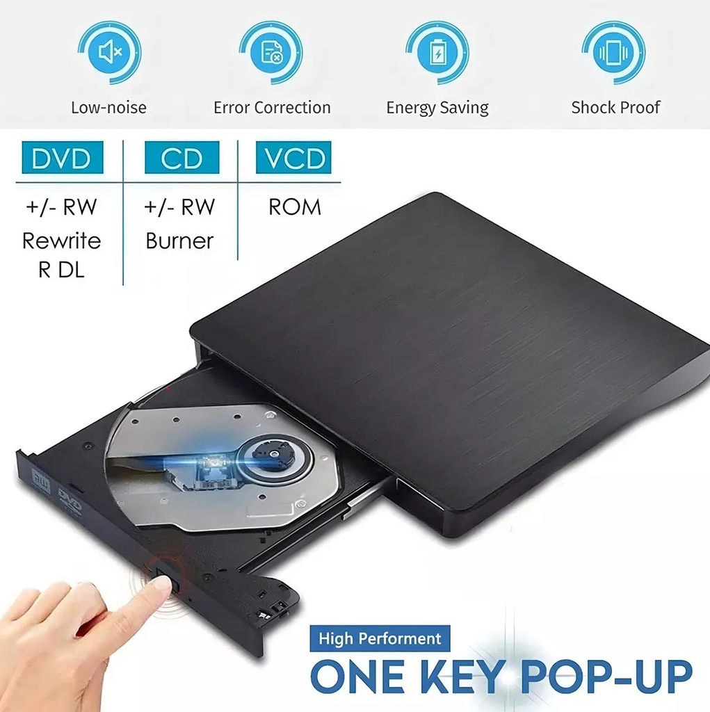 Unidad Cd Dvd Externa Usb 3.0 Alta Velocidad Portátil Lector