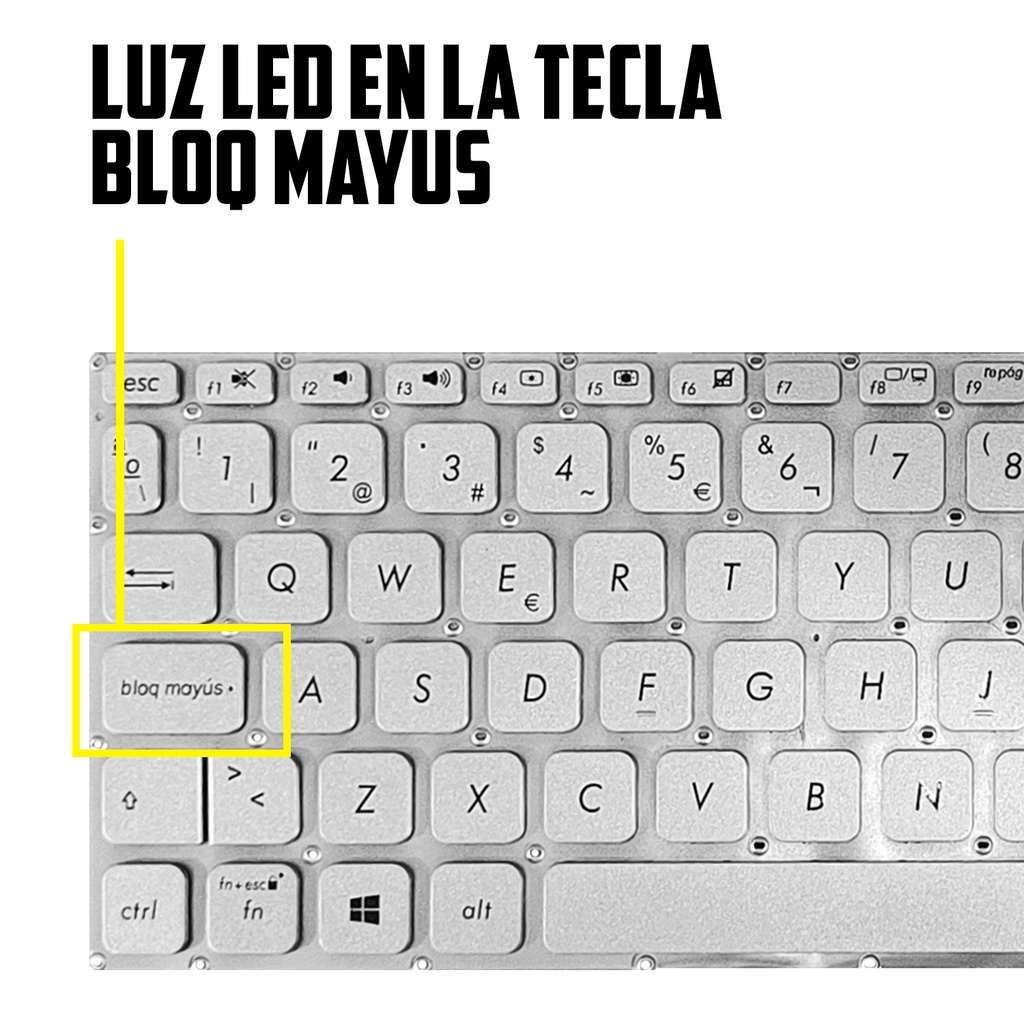 TECLADO ASUS X412 X412F X412FA X412U X412UB X412UA X412D X412 S412 D412 PLATEADO