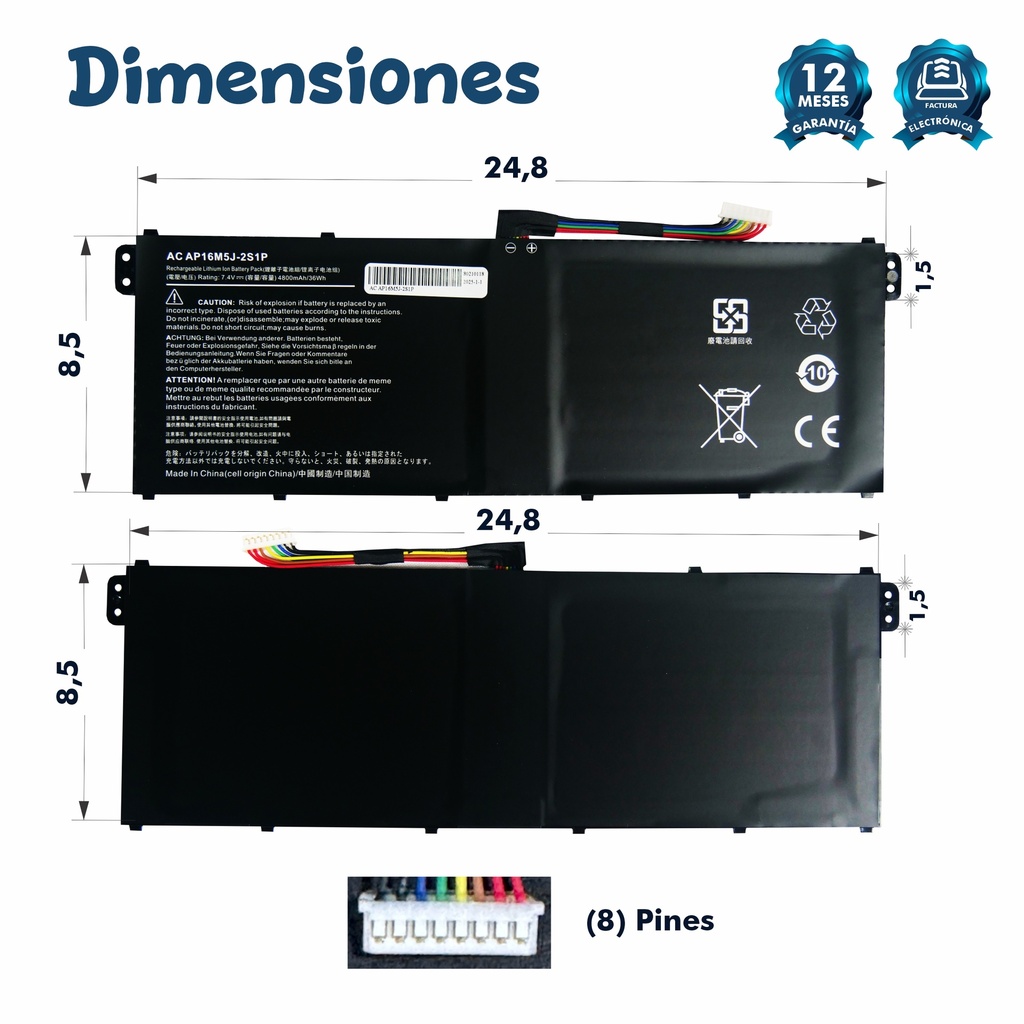Bateria Acer Aspire 3 A315-21 A315-51 A315-31-C514 N17Q2 7.4v 7.7v 7.6v AP16M5J