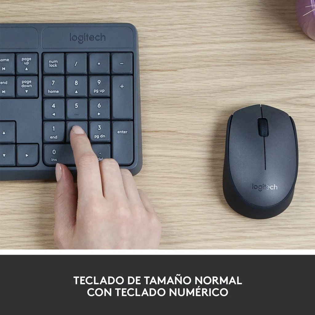 Combo Teclado y Mouse Logitech MK235 + Pad Mouse Cuadrado 20x20 CM