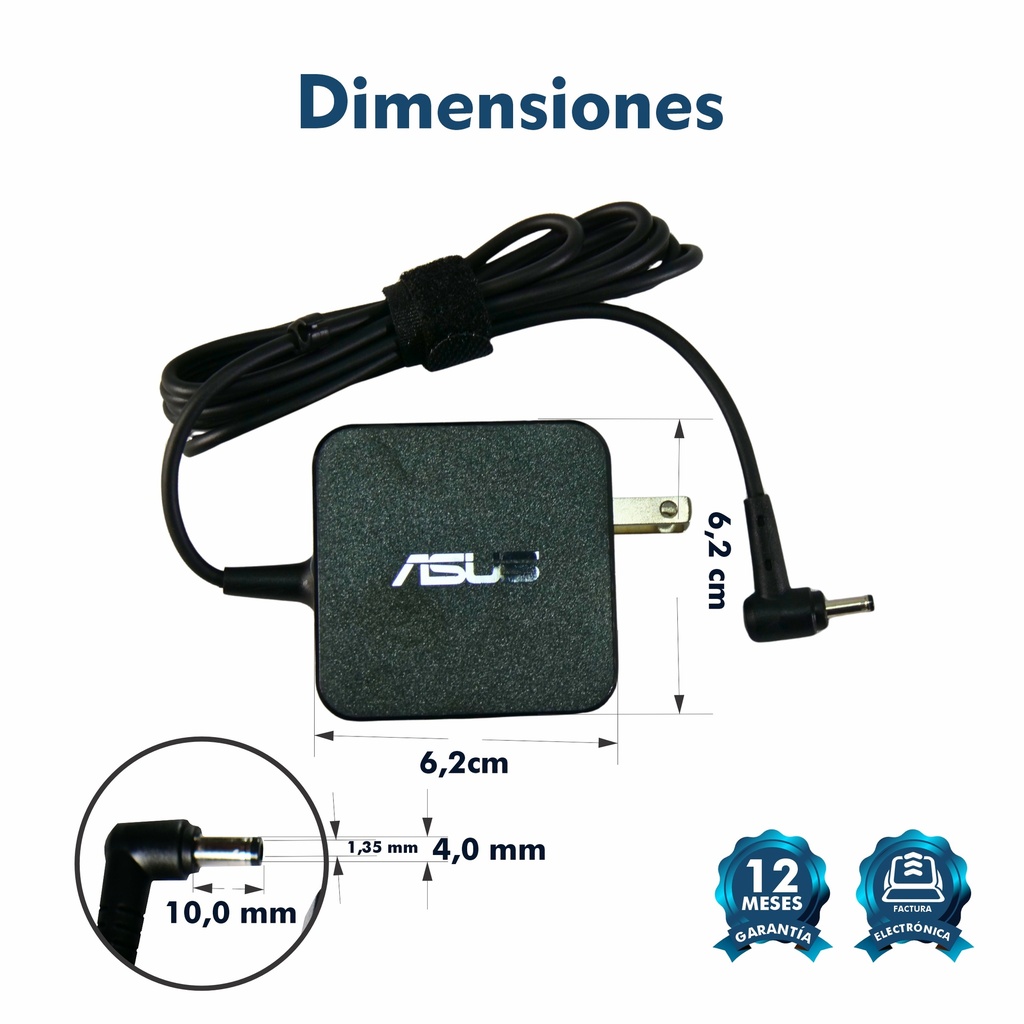 CARGADOR PORTATIL ASUS VIVOBOOK 19V 2.37 AMP 4.0* 1.35 MM ORIGINAL