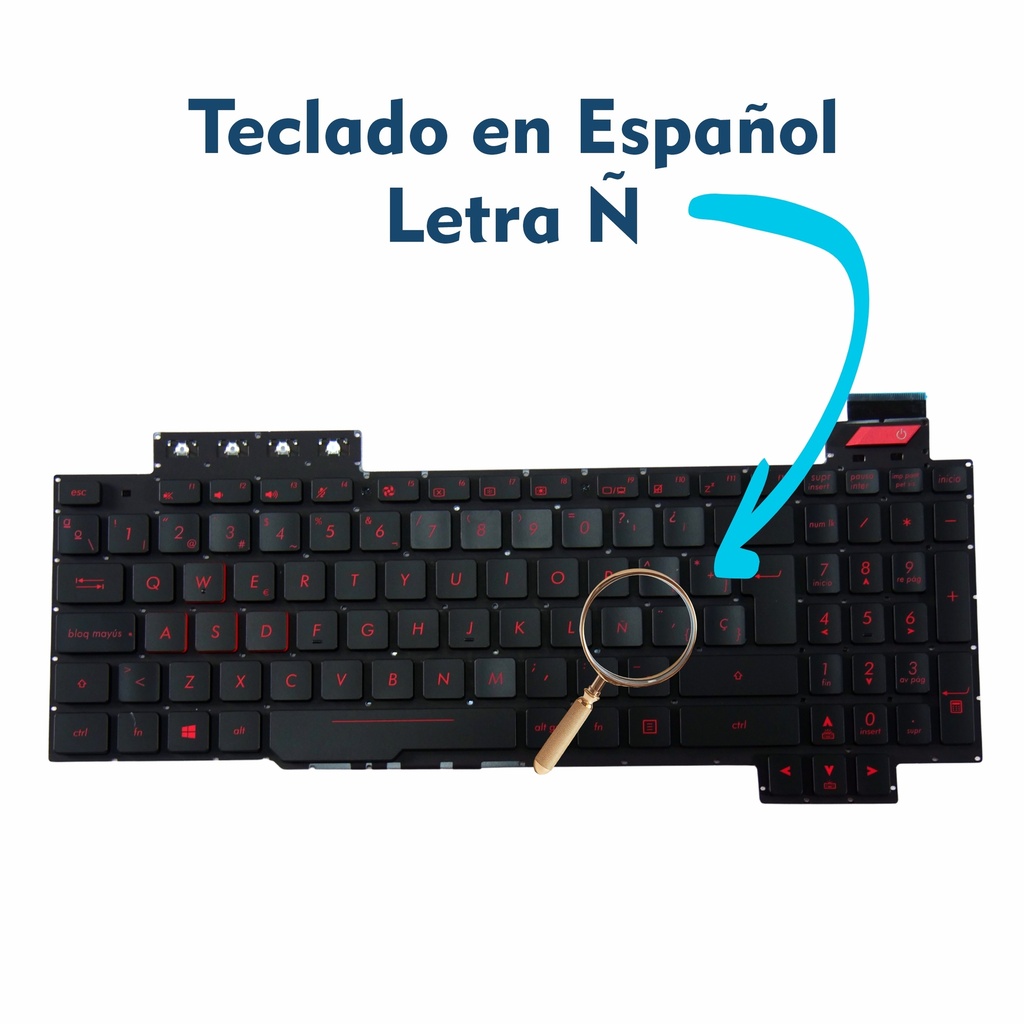 TECLADO ASUS TUF FX503V / FX503VD / FX503VD-WH51 / FX503VM / FX503VM-EH73 / FX63V / FX63VM / FX63VD TECLAS ROJAS