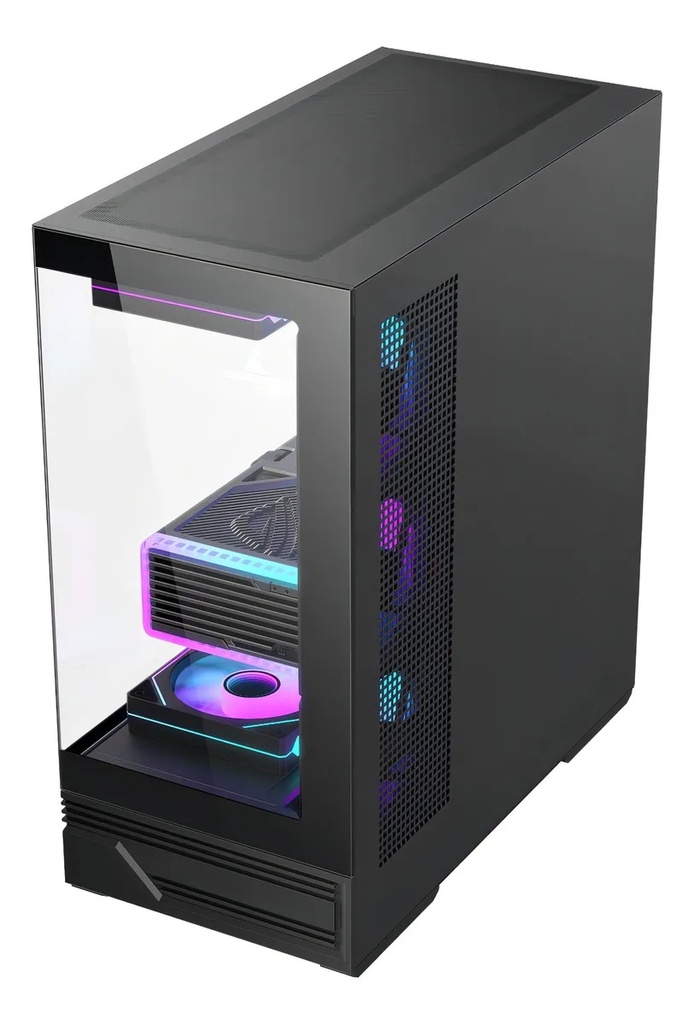 chasis Gamer Iceberg Crystal Gx Black 7 Ventiladores Argb Usb C Negro