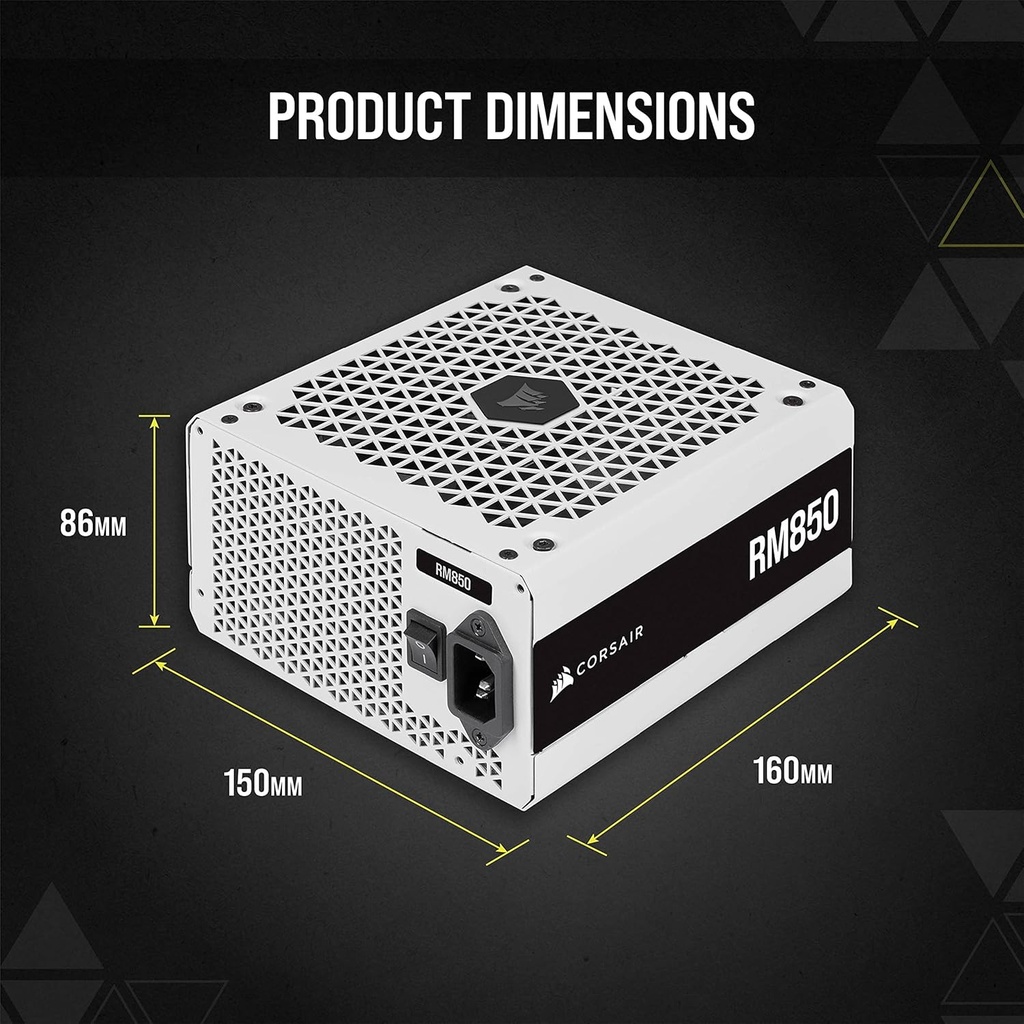 FUENTE CORSAIR RM850, 850 vatios, certificado 80 Plus Gold Serie RM (2021), blanco,, modular  (OPEN BOX)