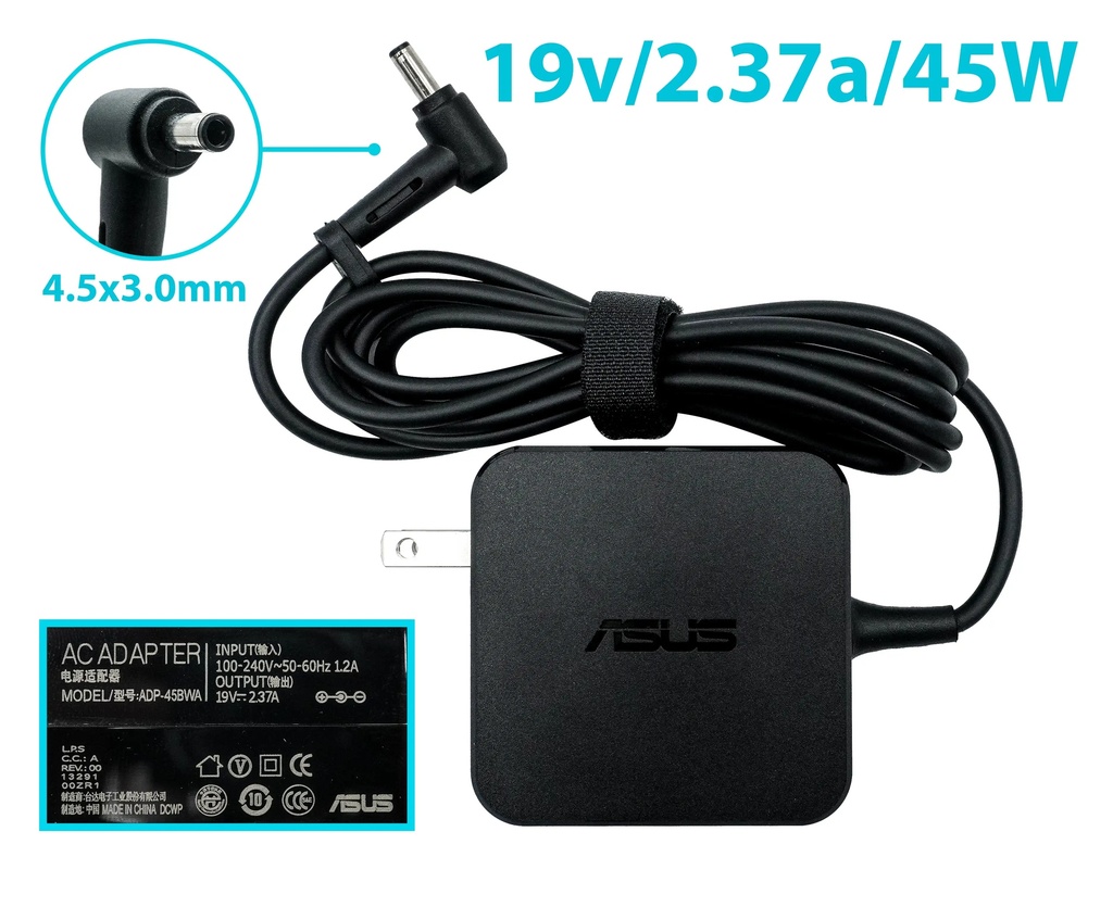 CARGADOR ASUS VIVOBOOK 19V 2.37 4.5*3.0MM TIPO ORIGINAL
