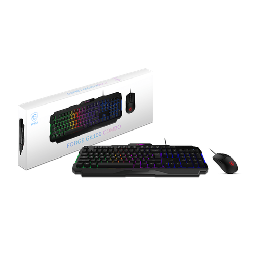 [GK100LS] COMBO TECLADO Y MOUSE MSI FORGE GK100 - USB - RGB