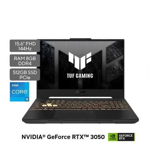 [ASUS30] PORTATIL ASUS TUF FX507ZC4-HN056W INTEL CORE I5 12500H RAM 8GB NVME 512GB 15.6 PULG FHD 144HZ T.V RTX 3050  W 11 HOME