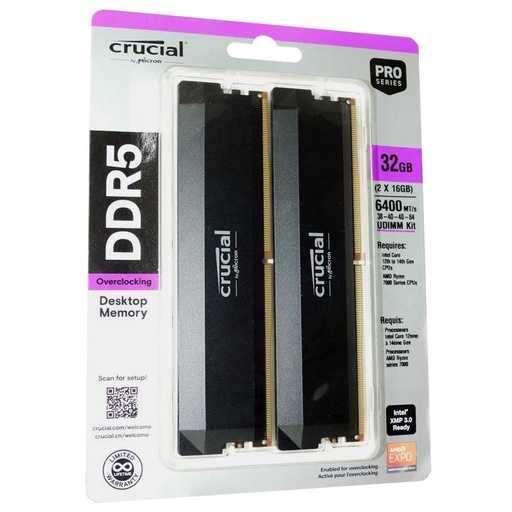[A32645] Memoria Ram PC Crucial Pro 32GB DDR5 6400MHZ