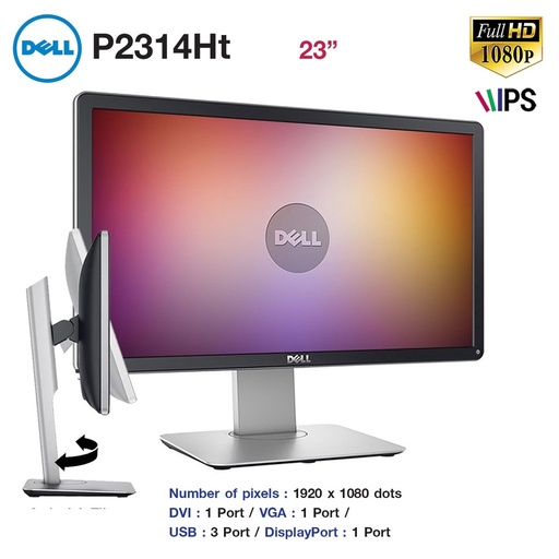 [B00008] MONITOR DELL P2314HT LED 23 PULG DVI/VGA/DISPLAYPORT/USB
